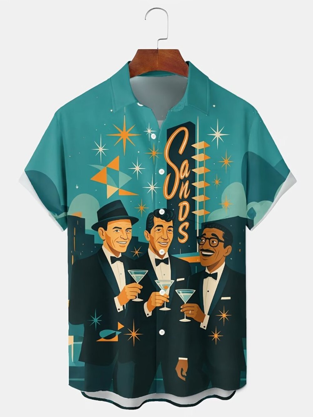 Mens Rat Pack Sands Casino Retro Button Shirt 5XL NWOT Frank Sinatra